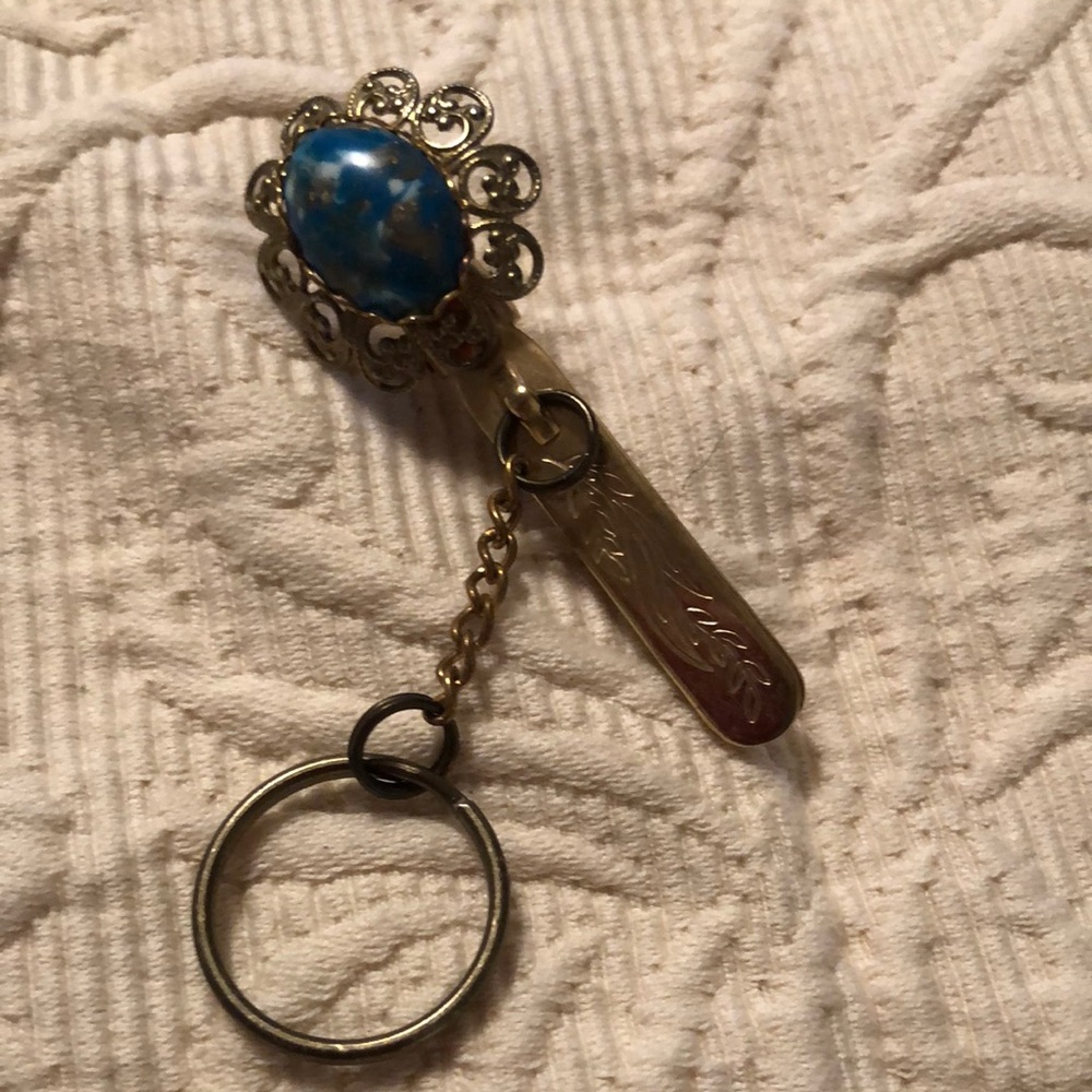 Vintage Blue Stone Keychain - Picture 1 of 6